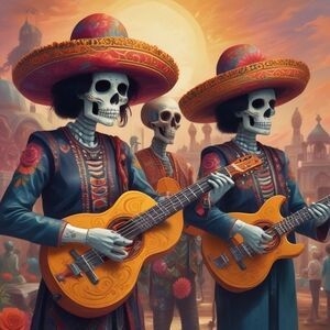 Vibrant Skeleton Mariachi Art Print